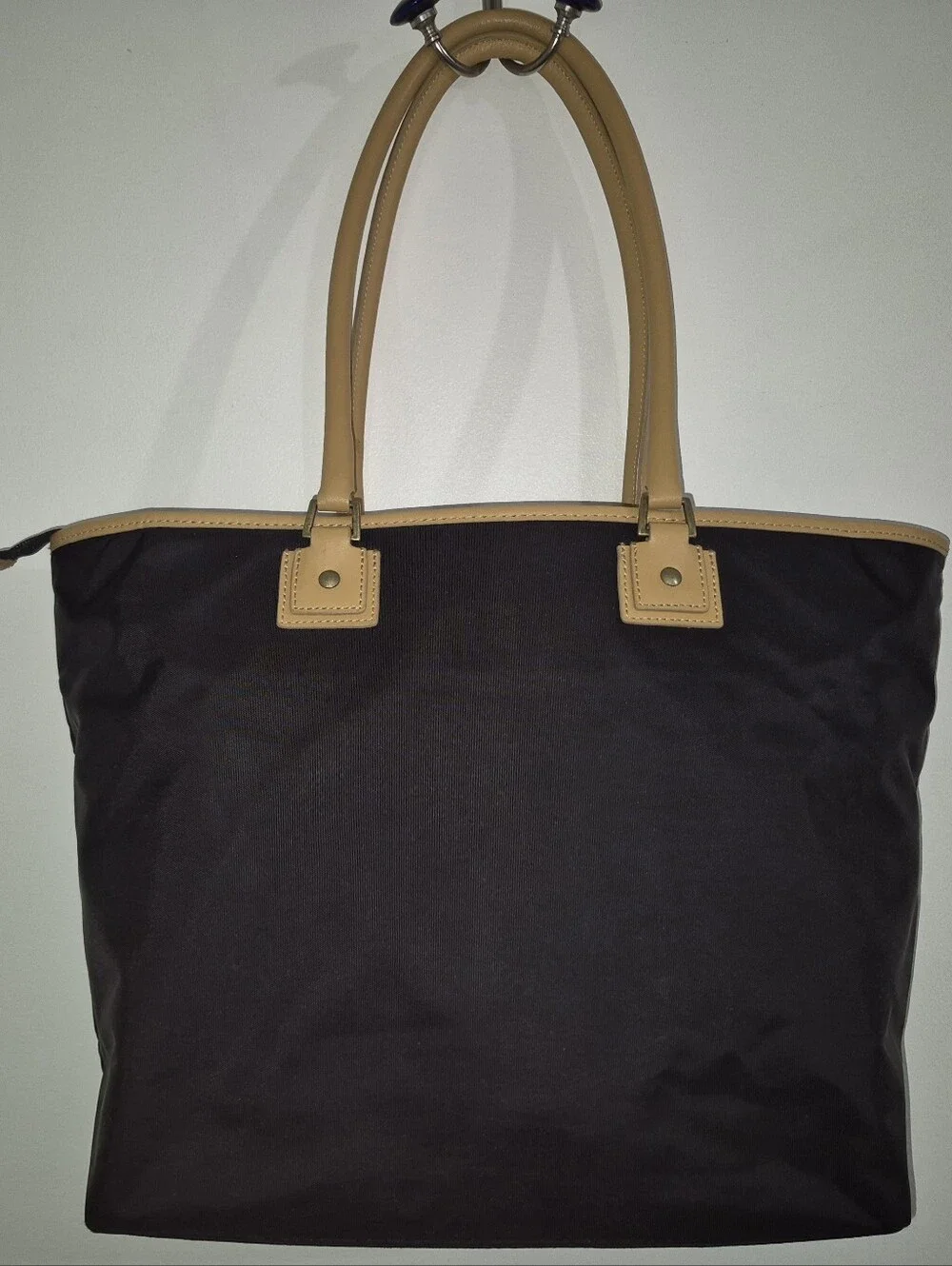 🔥Pri​stine! Hartmann Black Nylon Genuine Leather Trims Tote Shoulder Bag Travel